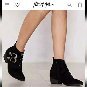 Nasty Gal Put Your West Foot Forward Marley Buckle Boot Boho Bootie Women's 5